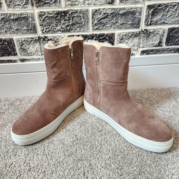 J/Slides NYC Women's Suede Winnie TAUPE Wedges Booties Size 10 - Picture 8 of 9